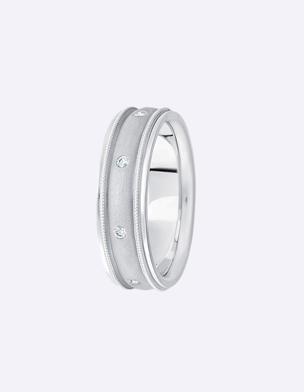 Diamond Wedding Bands Round Burnish Set